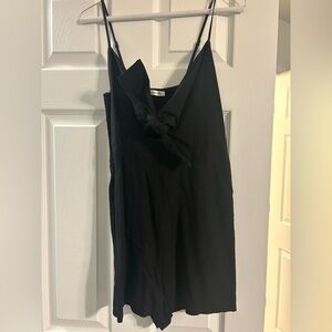 Black Sleeveless Tie-Front Romper